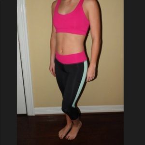 Hot pink,black, mint green, and white work out set
